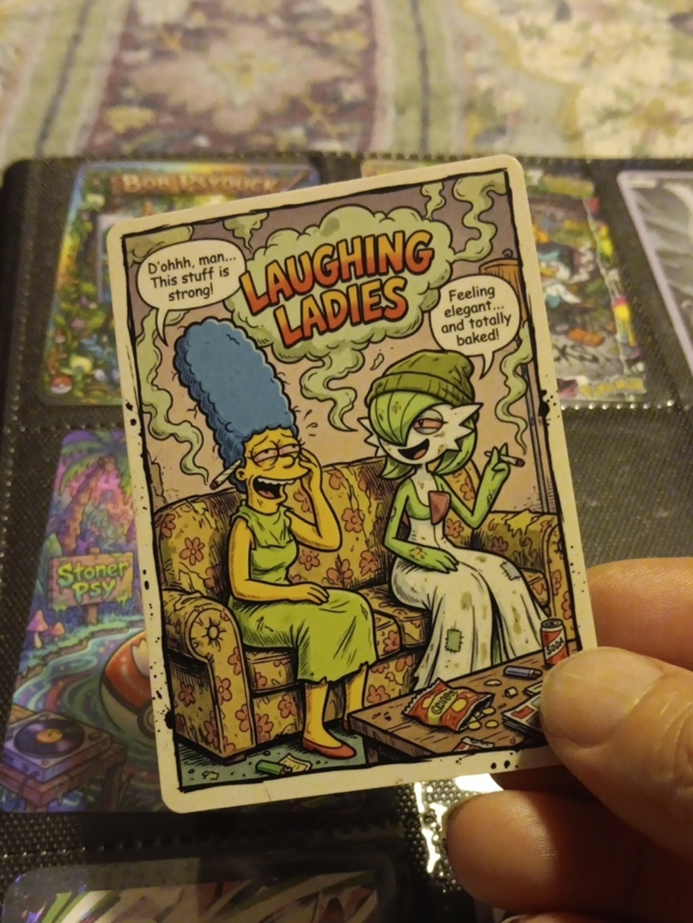 Pokemon Laughing Ladies Card - Green & Yellow